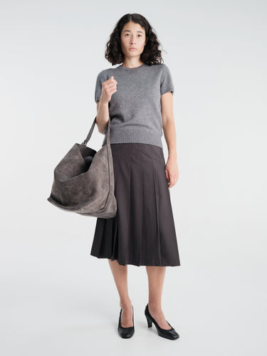 Dunst - Pleats Long Skirt in Charcoal Grey