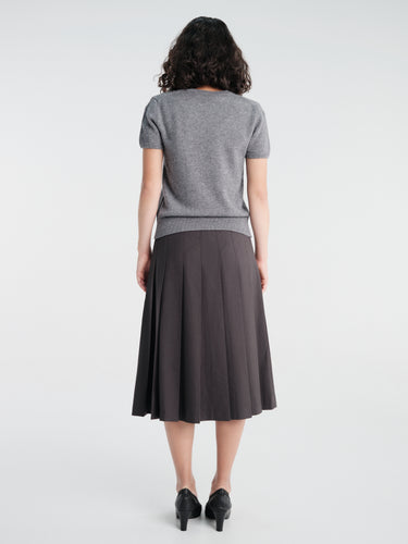 Dunst - Pleats Long Skirt in Charcoal Grey
