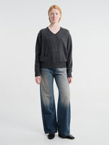 Dunst - Unisex Cashmere V-Neck Sweater in Charcoal Grey