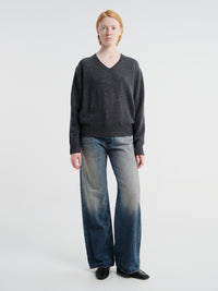 Dunst - Unisex Cashmere V-Neck Sweater in Charcoal Grey