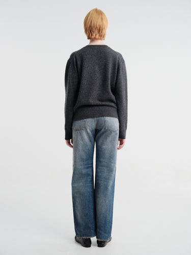 Dunst - Unisex Cashmere V-Neck Sweater in Charcoal Grey