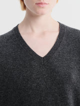 Dunst - Unisex Cashmere V-Neck Sweater in Charcoal Grey