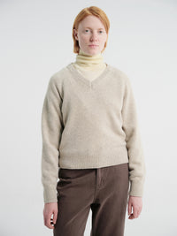 Dunst - Unisex Soft Volume V-Neck Sweater in Light Pebble