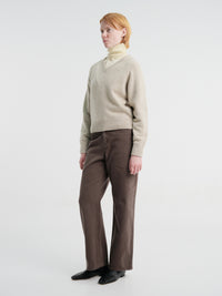 Dunst - Unisex Soft Volume V-Neck Sweater in Light Pebble