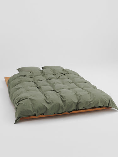 Tekla - Percale Duvet Cover in Olive Green