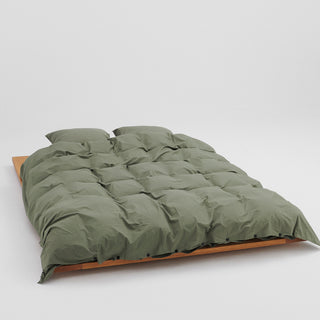 Tekla - Percale Duvet Cover in Olive Green