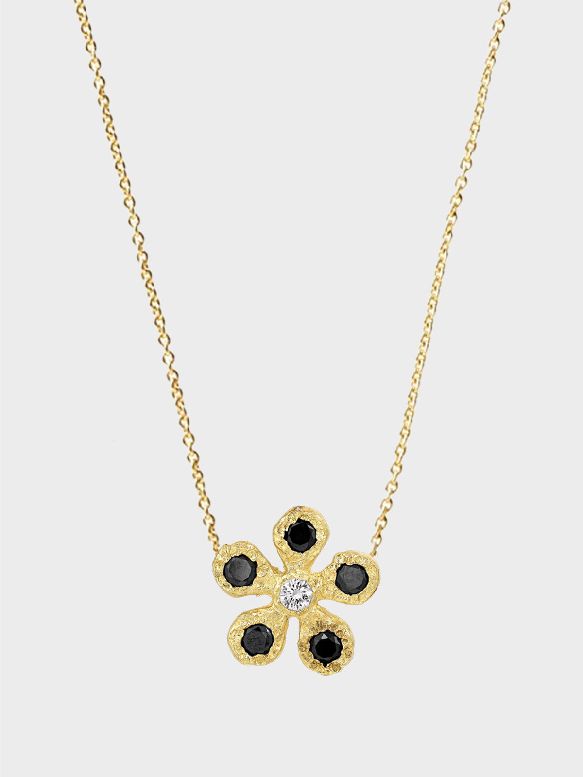 Elhanati - Small Flores 0.30ct Black Necklace in 18K Yellow Gold