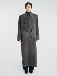 The Frankie Shop - Gaia Double Breasted Coat in Dark Grey Melange