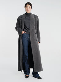 The Frankie Shop - Gaia Double Breasted Coat in Dark Grey Melange