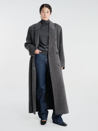 The Frankie Shop - Gaia Double Breasted Coat in Dark Grey Melange