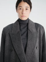 The Frankie Shop - Gaia Double Breasted Coat in Dark Grey Melange