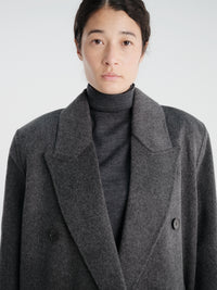 The Frankie Shop - Gaia Double Breasted Coat in Dark Grey Melange