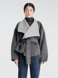 The Frankie Shop - Onelle Wool Reversible Short Coat - Grey in Grey