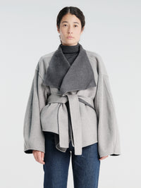 The Frankie Shop - Onelle Wool Reversible Short Coat - Grey in Grey