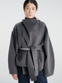 The Frankie Shop - Onelle Wool Reversible Short Coat - Grey in Grey