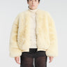 The Frankie Shop - Senna Faux Fur Collarless Jacket - Pale Yellow in Pale Yellow