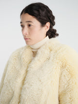 The Frankie Shop - Senna Faux Fur Collarless Jacket - Pale Yellow in Pale Yellow