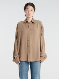 The Frankie Shop - Rema Shirt - Khaki Brown in Khaki Brown