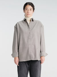The Frankie Shop - Bina Wool Padded Shirt - Light Taupe Melange