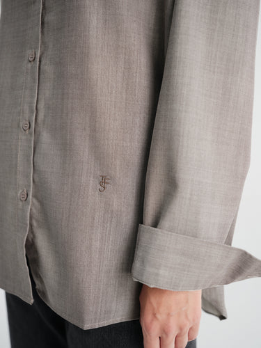 The Frankie Shop - Bina Wool Padded Shirt - Light Taupe Melange