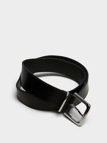 The Frankie Shop - Sarno Leather Belt in Black and Silver