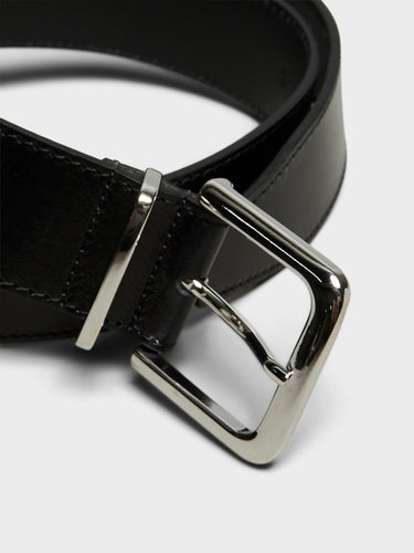 The Frankie Shop - Sarno Leather Belt in Black and Silver