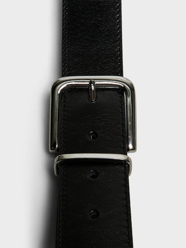 The Frankie Shop - Sarno Leather Belt in Black and Silver