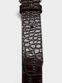 The Frankie Shop - Toni Croc Patent Leather Belt in Brown and Silver