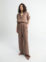 The Frankie Shop - Baxter Fluid Track Pants in Brown Multi Stripe