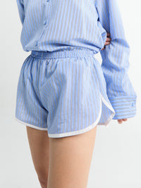 The Frankie Shop - Deya Fluid Mini Boxer Shorts in Blue and White Stripe