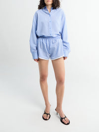 The Frankie Shop - Deya Fluid Mini Boxer Shorts in Blue and White Stripe