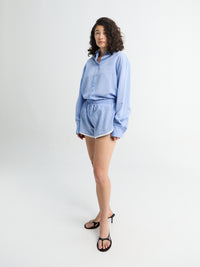 The Frankie Shop - Deya Fluid Mini Boxer Shorts in Blue and White Stripe