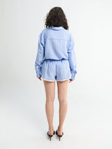 The Frankie Shop - Deya Fluid Mini Boxer Shorts in Blue and White Stripe
