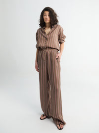 The Frankie Shop - Peri Fluid Shirt in Brown Multi Stripe