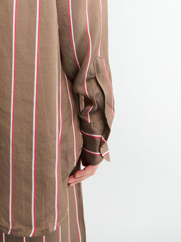 The Frankie Shop - Peri Fluid Shirt in Brown Multi Stripe
