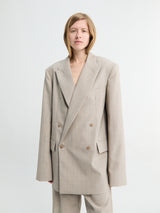 The Frankie Shop - Newark Double Breasted Blazer in Beige Melange