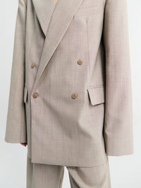 The Frankie Shop - Newark Double Breasted Blazer in Beige Melange