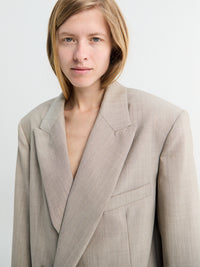 The Frankie Shop - Newark Double Breasted Blazer in Beige Melange