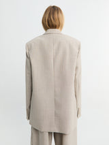 The Frankie Shop - Newark Double Breasted Blazer in Beige Melange