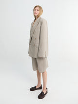 The Frankie Shop - Nelis Suiting Bermuda Shorts in Beige Melange