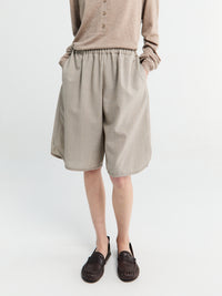 The Frankie Shop - Nelis Suiting Bermuda Shorts in Beige Melange