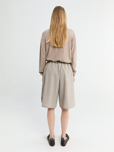 The Frankie Shop - Nelis Suiting Bermuda Shorts in Beige Melange