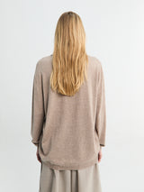 The Frankie Shop - Tala Knit V-Neck Polo in Taupe Melange