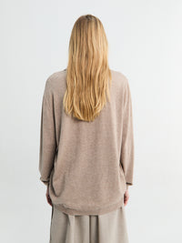 The Frankie Shop - Tala Knit V-Neck Polo in Taupe Melange
