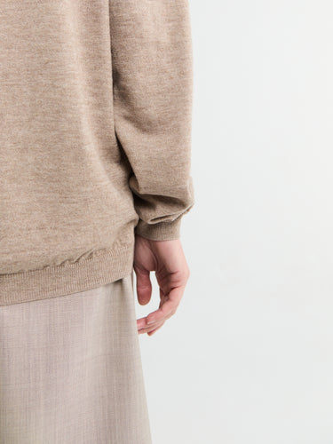 The Frankie Shop - Tala Knit V-Neck Polo in Taupe Melange