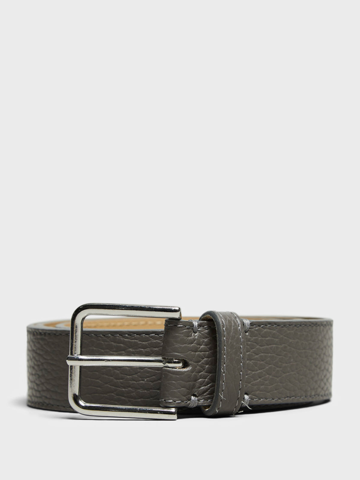 The Frankie Shop - Toni Pebbled Leather Belt in Grey