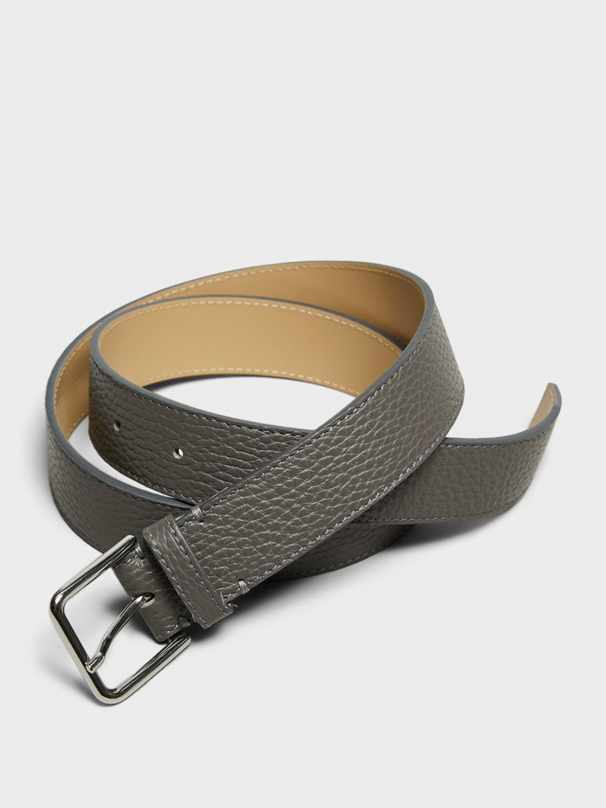 The Frankie Shop - Toni Pebbled Leather Belt in Grey