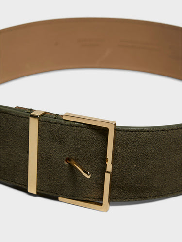 The Frankie Shop - Evro Suede Leather Belt in Khaki