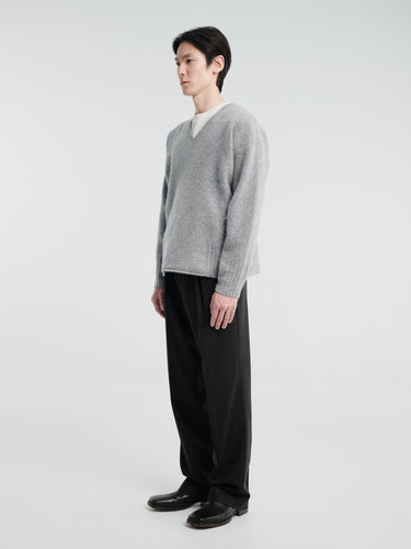 Horses - Tweed V-Neck Pullover in Cloudy