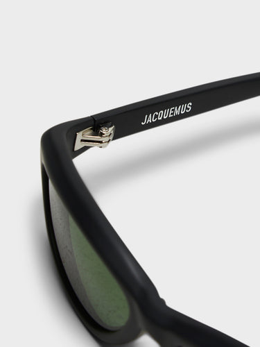 Jacquemus Eyewear - Curvo Sunglasses in Matt Black, Silver and Green